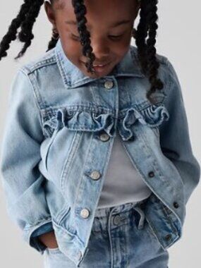 baby gap Ruffle Icon Denim Jacket 3t Girls